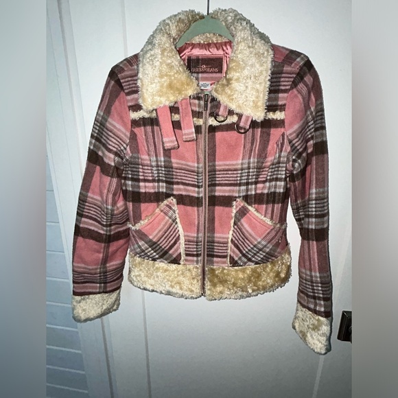 Guess Jackets & Blazers - vintage Guess jeans wool blend plaid bomber coat with sherpa accents sz M EUC LN